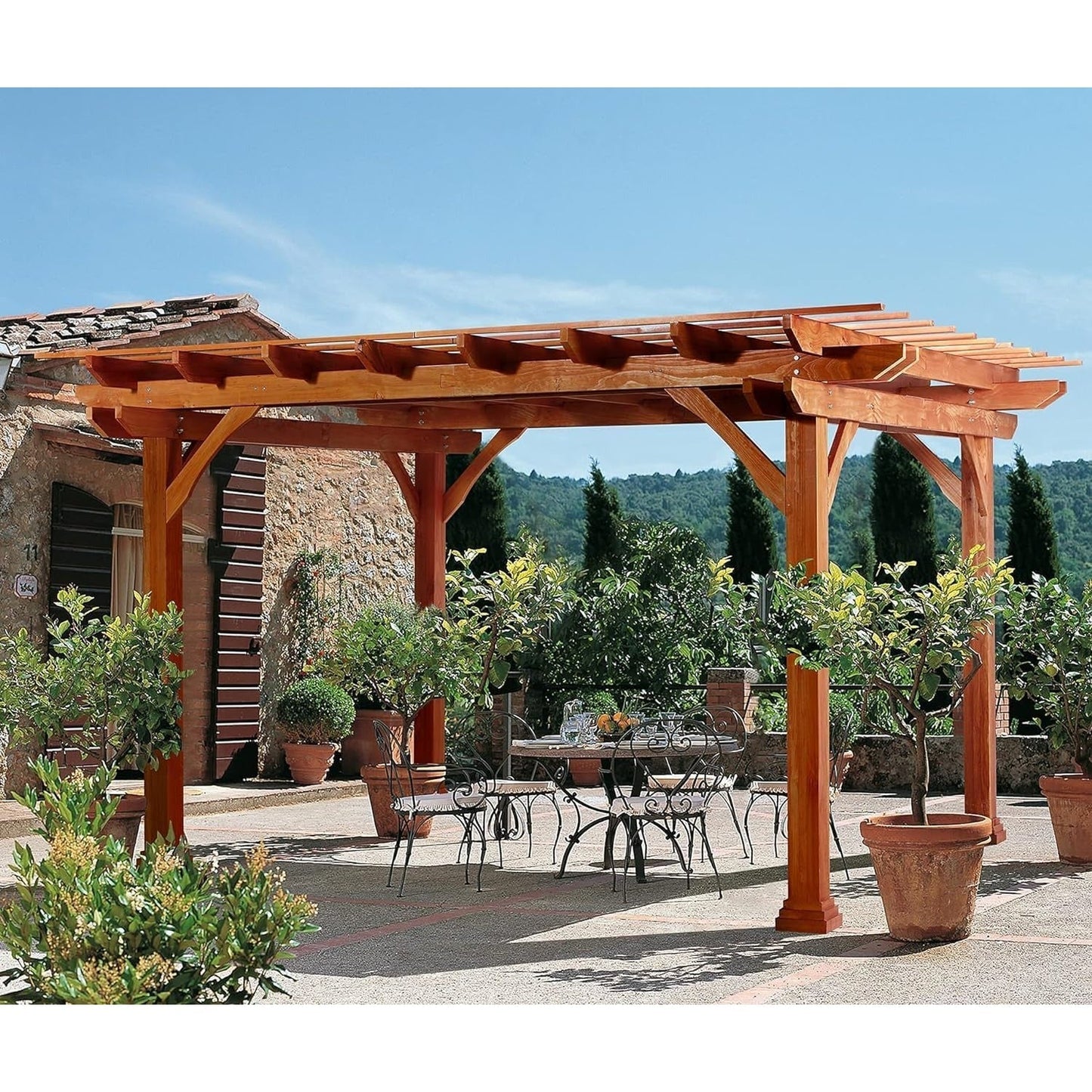 Wood Pergola 12'x10' Gazebo, Outdoor Pergola for Patio Deck Garden Backyard and Patio