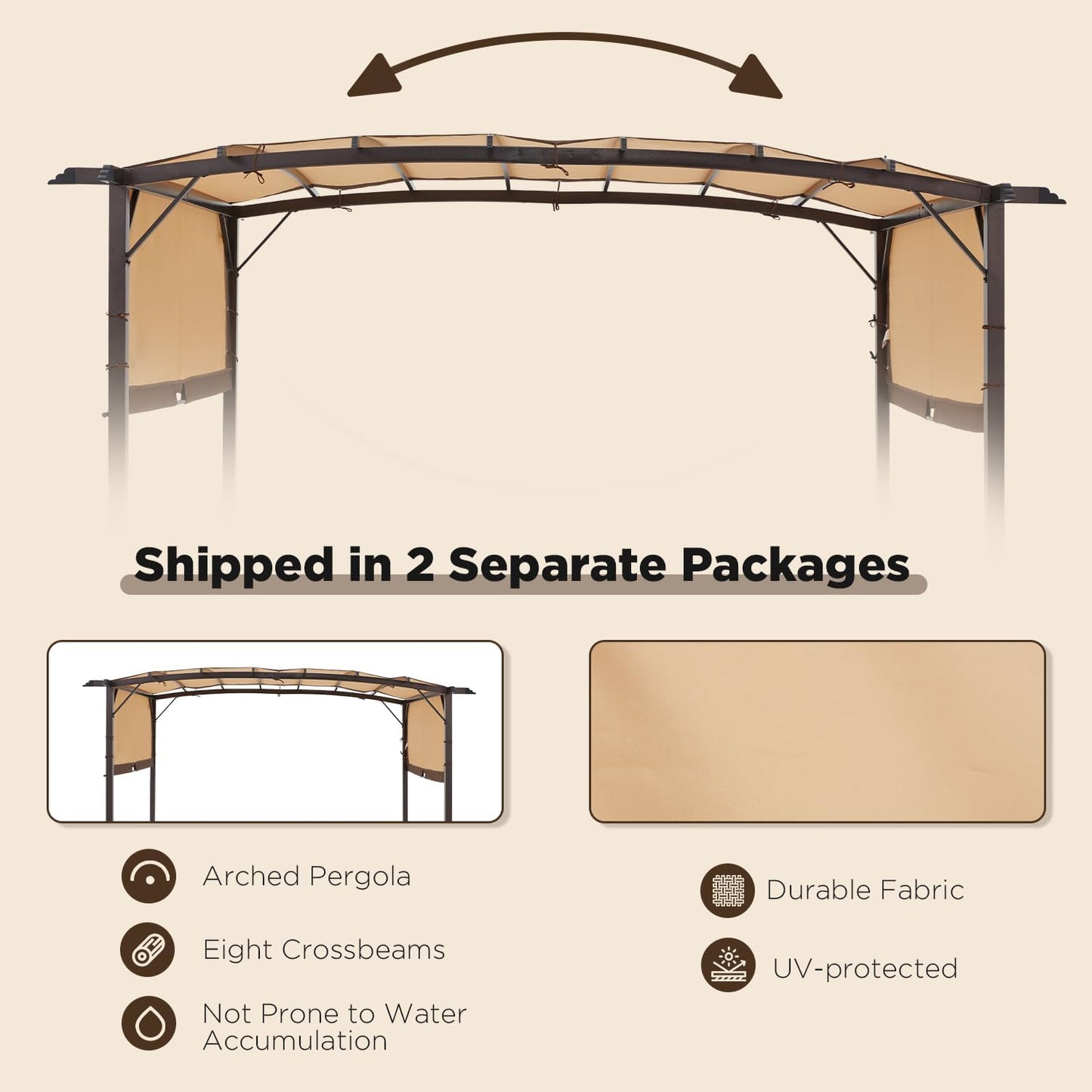 9'x12' Outdoor Pergola Metal Patio Gazebos