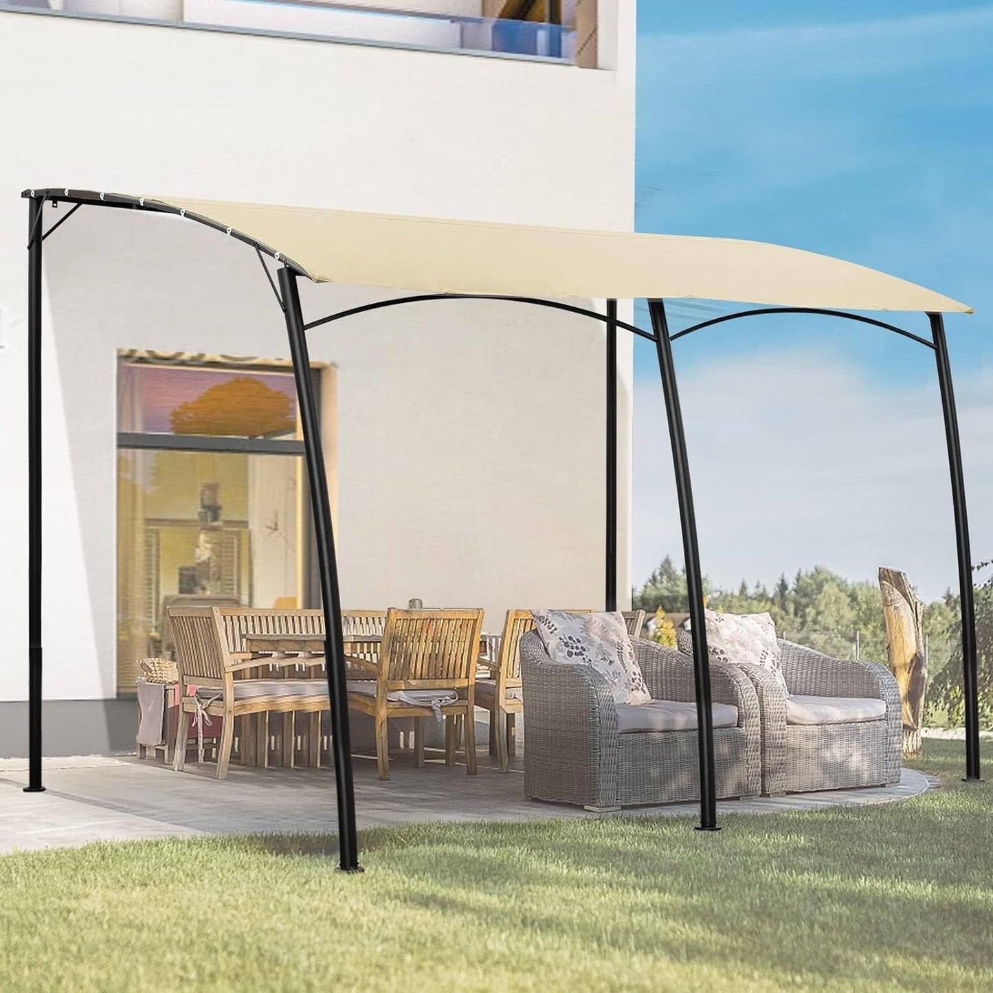 13'×10' Wall Mounted Peogola, UV Block Patio Awning Sunshade Canopy for Patio