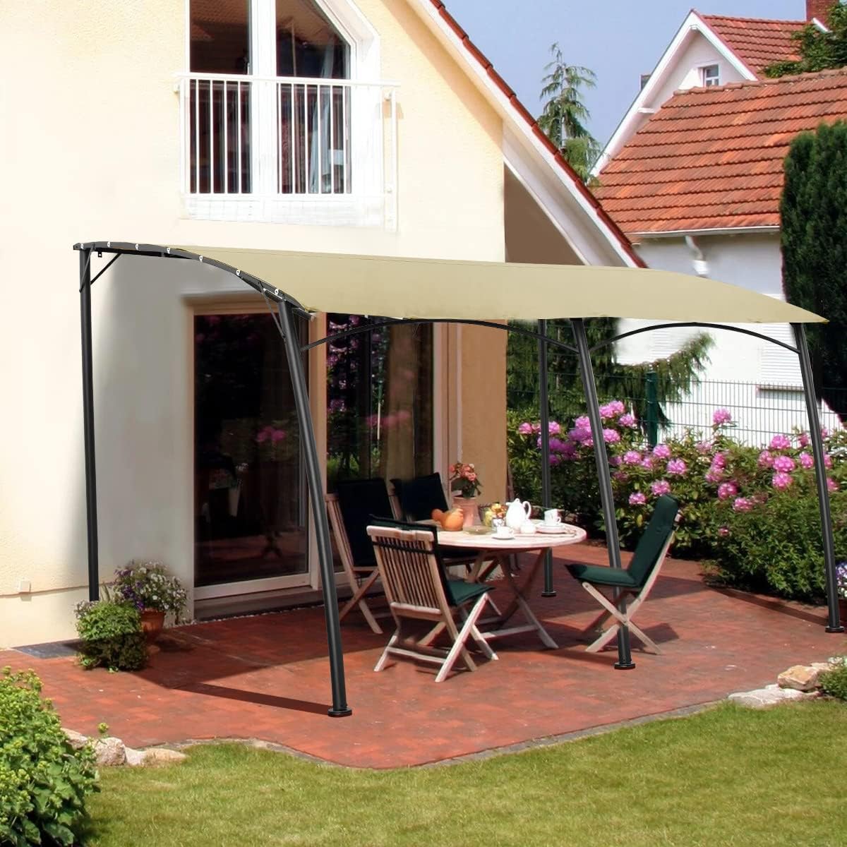 13'×10' Wall Mounted Peogola, UV Block Patio Awning Sunshade Canopy for Patio