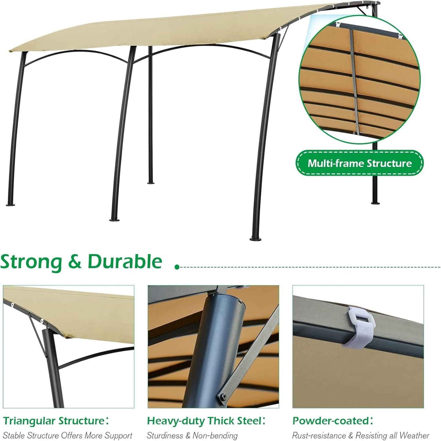 13'×10' Wall Mounted Peogola, UV Block Patio Awning Sunshade Canopy for Patio