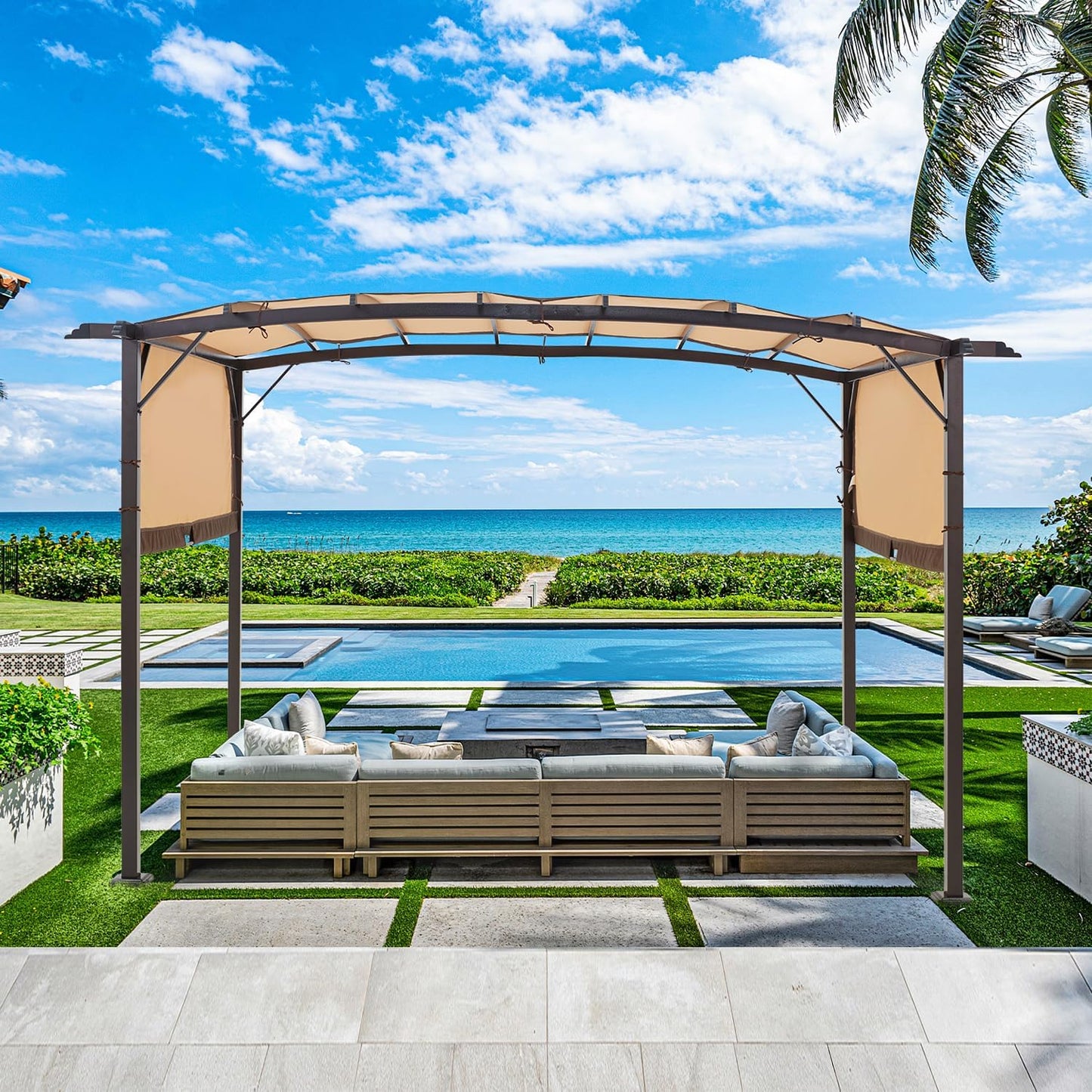 9'x12' Outdoor Pergola Metal Patio Gazebos