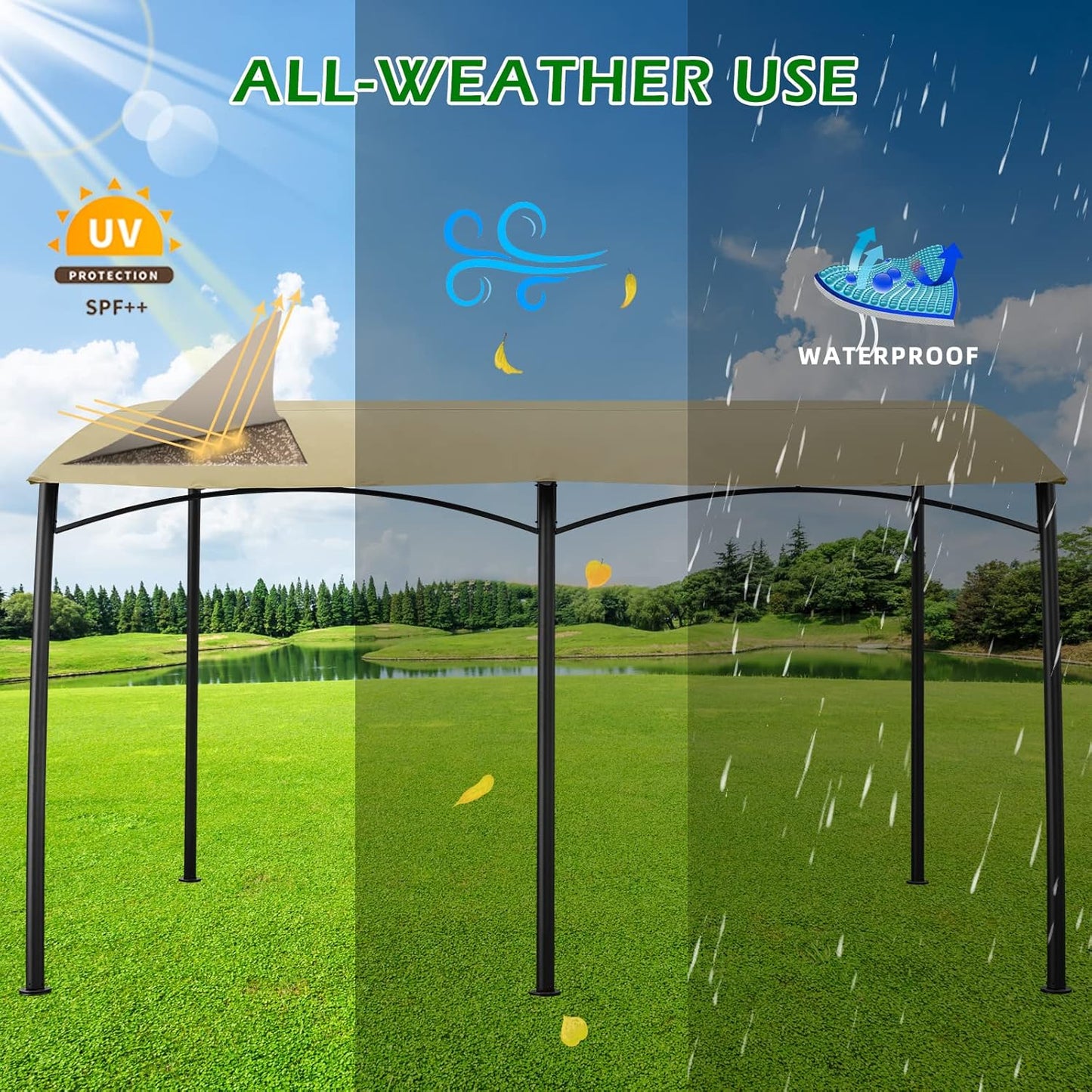 13'×10' Wall Mounted Peogola, UV Block Patio Awning Sunshade Canopy for Patio