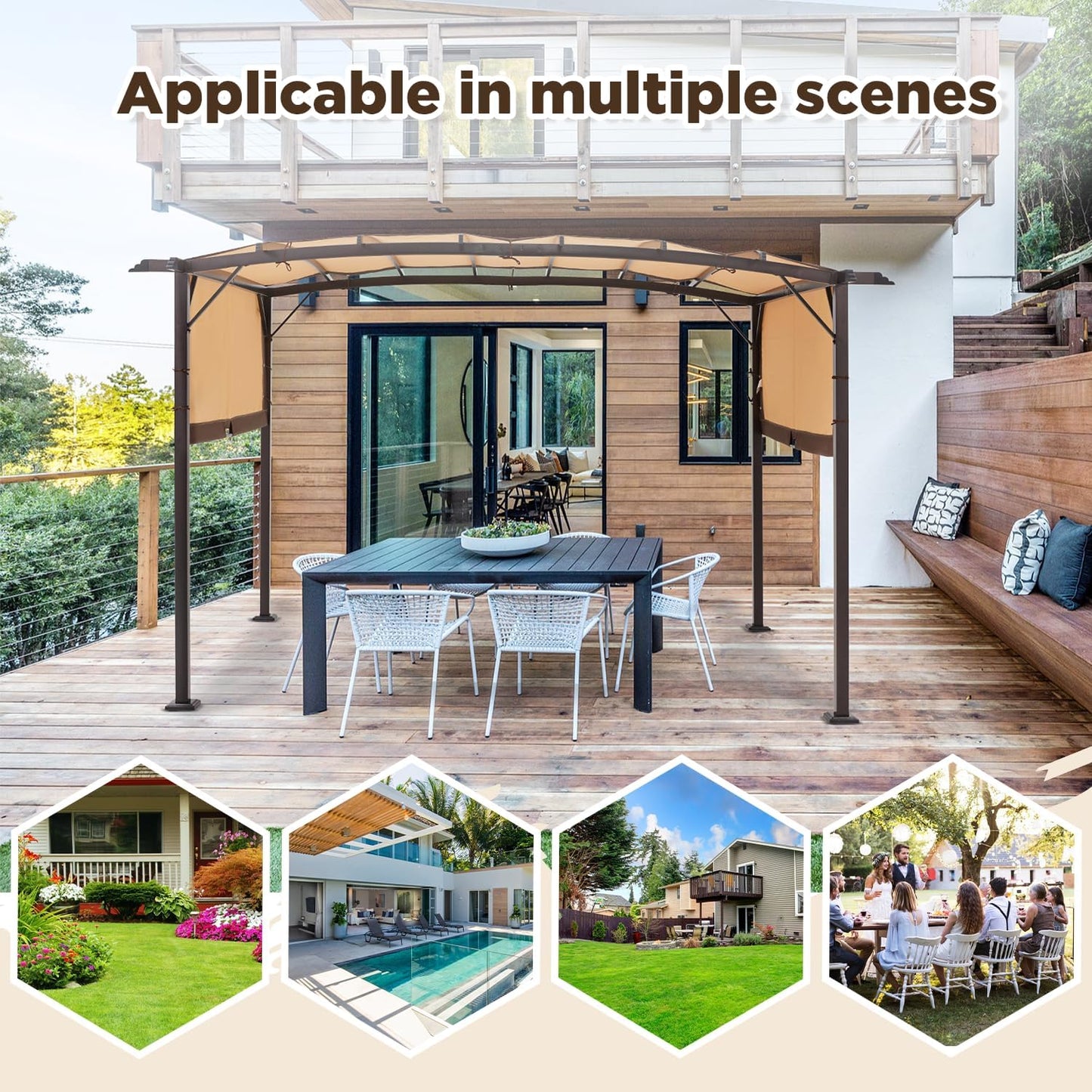 9'x12' Outdoor Pergola Metal Patio Gazebos