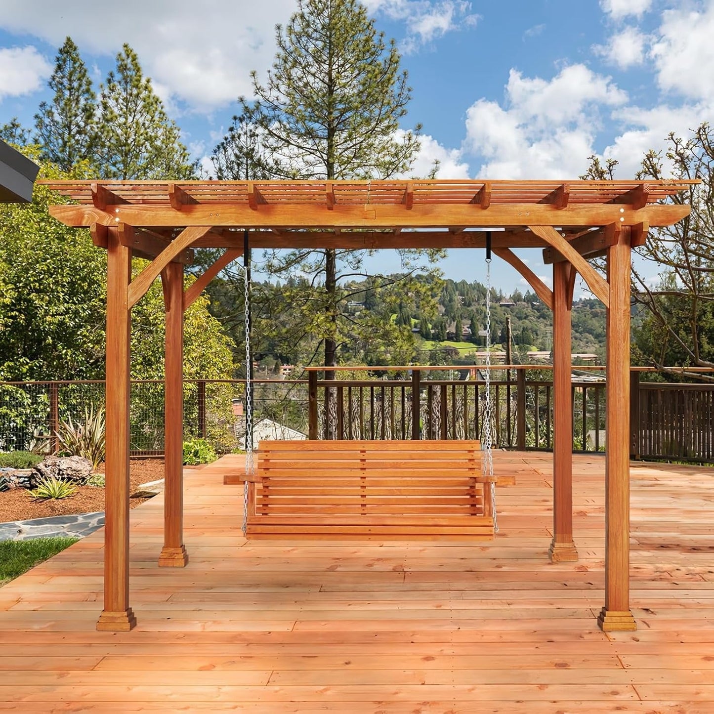 Wood Pergola 12'x10' Gazebo, Outdoor Pergola for Patio Deck Garden Backyard and Patio