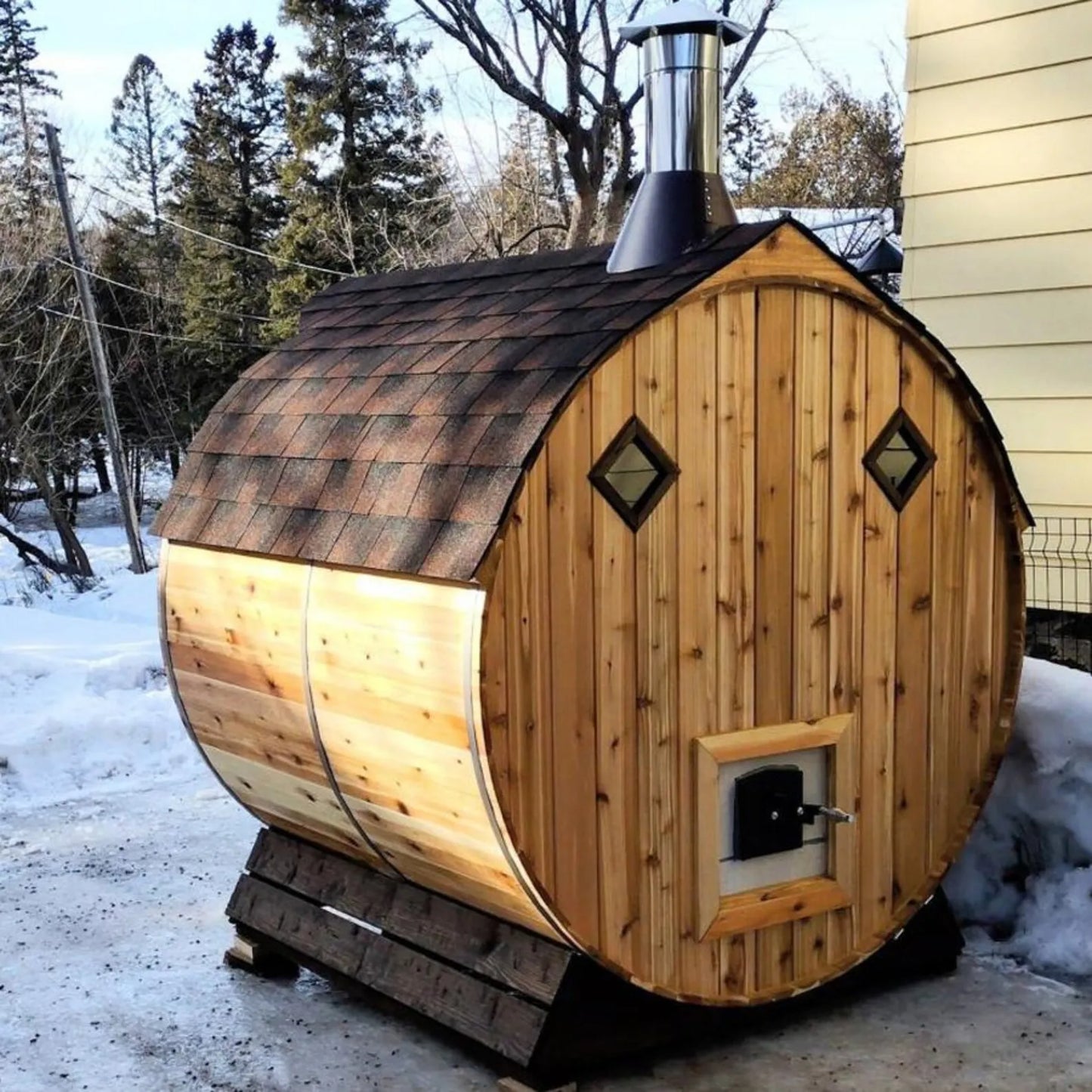 Mini Outdoor Barrel Sauna 6x6