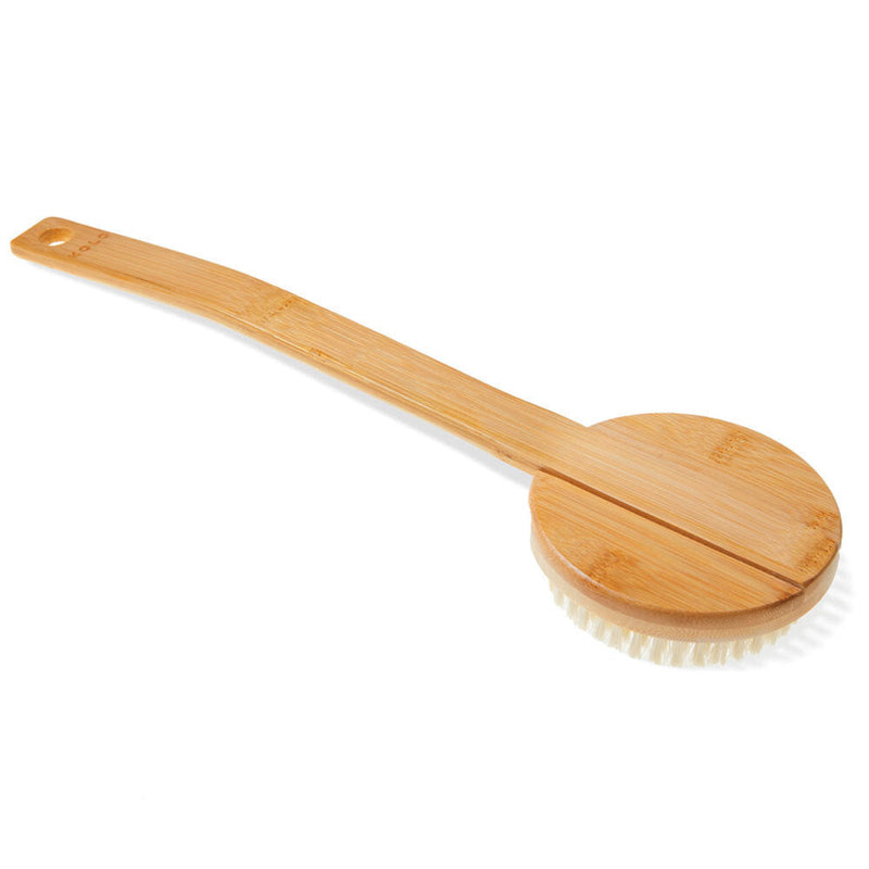 Kolo Bambu Bath Brush with Handle, Natural Bamboo