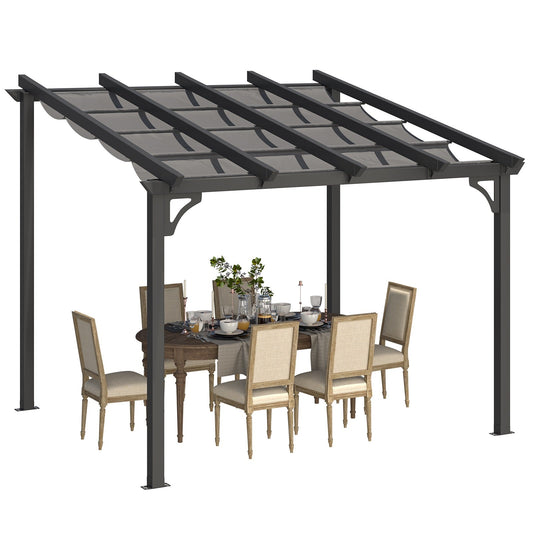 10' x 8' Gazebo for Patio, Retractable Pergola with Adjustable Sun Shade Canopy Roof