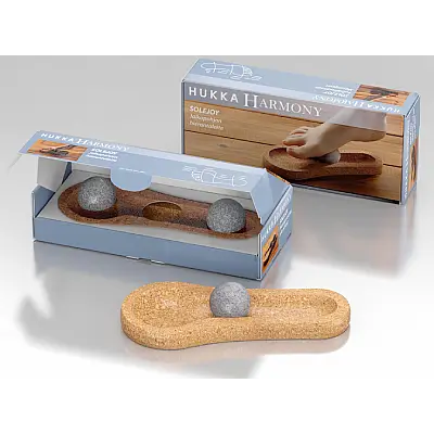 Hukka SoleJoy Sauna Massage Stones with Natural Cork Base, Spheres, 2 Pcs