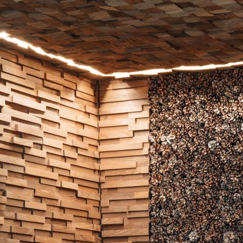 EmotionWood Square 58 Thermo-Ash Decorative Sauna Wall Panel