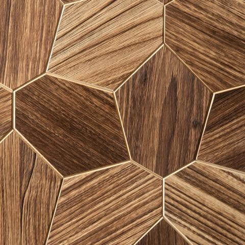 EmotionWood Hexagon Abachi Yakisugi Brushed Decorative Sauna Wall Panel